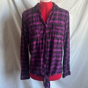 MM207 My style button down tie bottom double pocket long sleeve